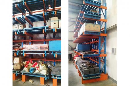 The cantilever racking has Light and Heavy Duty Options. / The cantilever racking easy-to-assemble.
